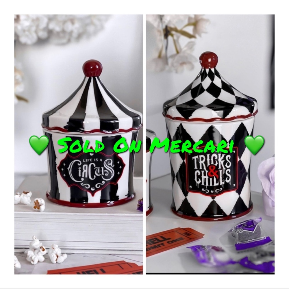 SOLD - Killstar Ceramic Tricks and Chills Circus Tent Jars
